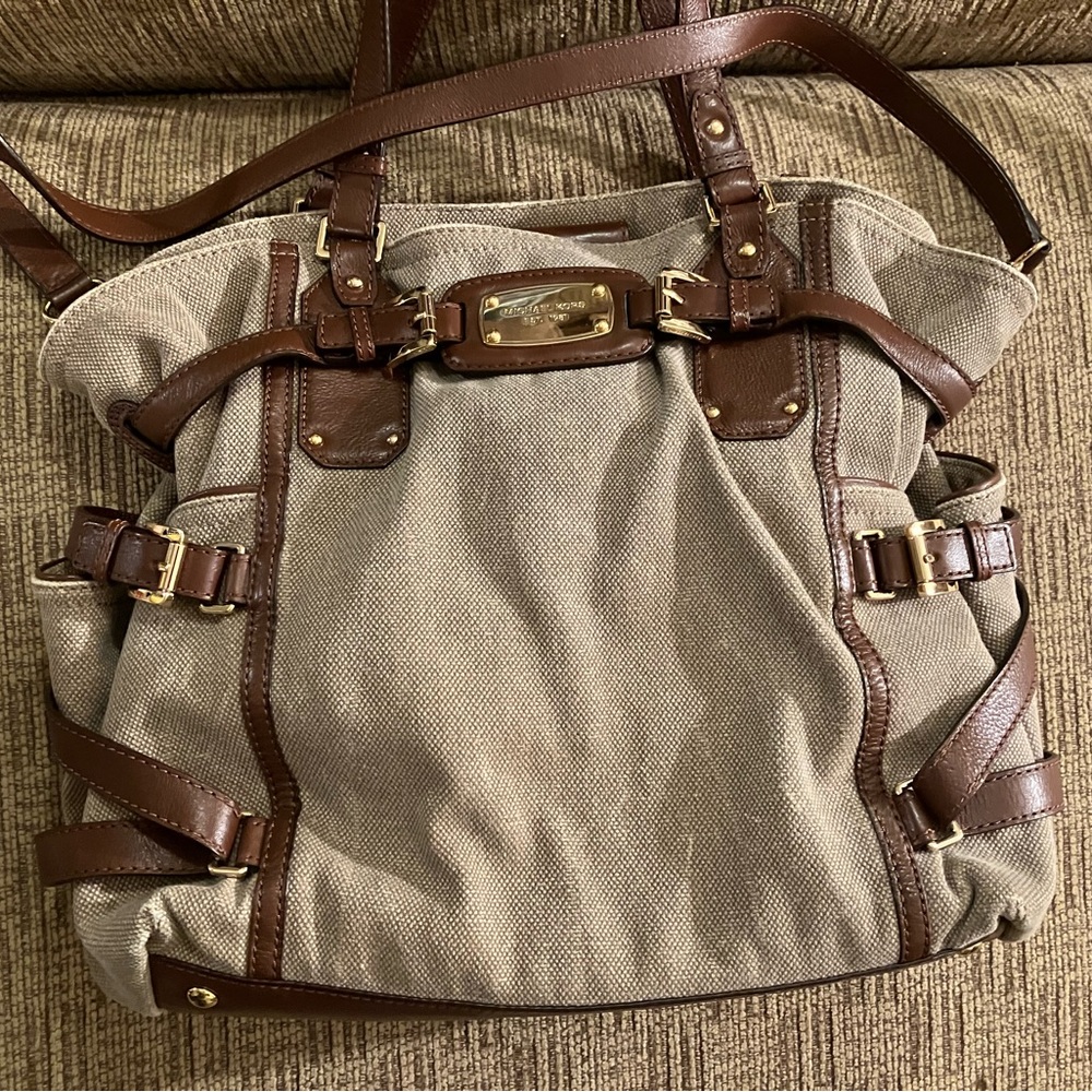 KORS Michael Kors leather and linen large bag - Picture 7 of 11